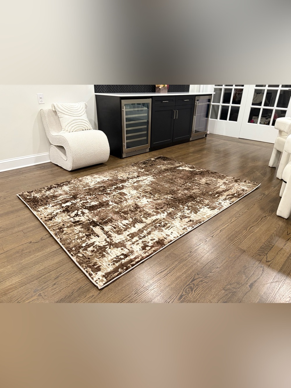 Plush Abstract Pattern Area Rug - Brown/Cream 5x7 - Picture 2 of 5